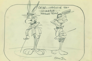 Vintage Original Production Layout Drawing of Bugs Bunny and Daffy Duck