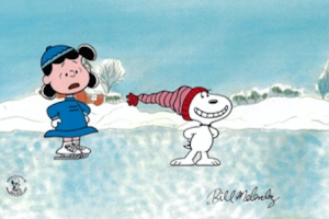 Lucy and Snoopy skate smile