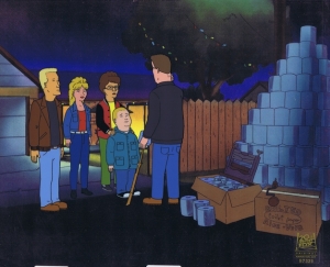 Hank Hill with Peggy, Boomhauer, Bobby Hill