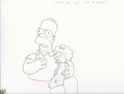 Homer Simpson with Maggie on lap