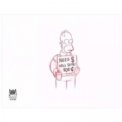 Homer Simpson begging for money
