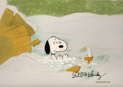 Snoopy and Woodstock in the snow