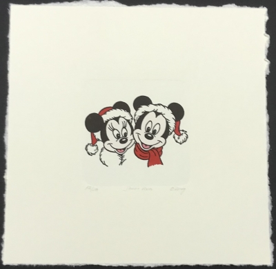 Mickey Mouse and Minnie Mouse Christmas Etching