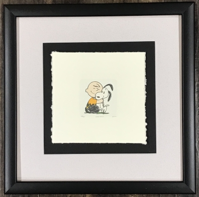 Charlie Brown and Snoopy Hug framed