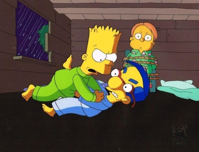 Bart Simpson with Milhouse and Martin Prince