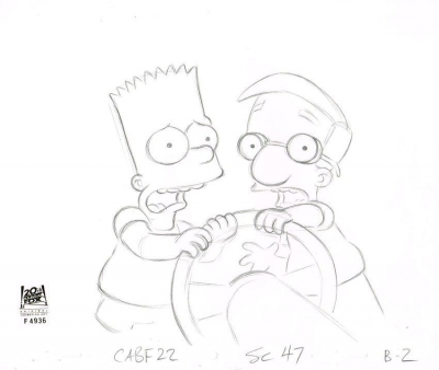 Milhouse and Bart Simpson in car