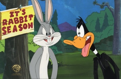 Bugs Bunny and Daffy Duck argue