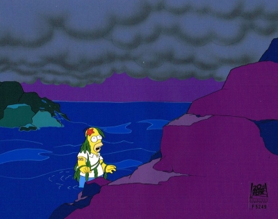 Homer coming out of water