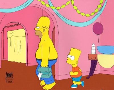 Homer Simpson and Bart original cel 