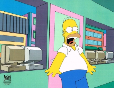 Homer Simpson yelling with computers