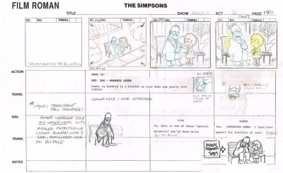 * SOLD* The Simpsons Original Storyboard Pg. #140