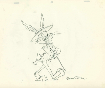 Vintage Production Layout Drawing Bugs Bunny top hat