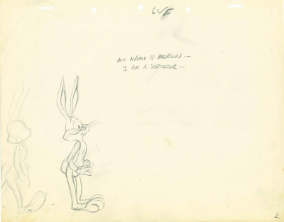 Vintage Production Layout Drawing of Bugs Bunny - Knightmare Hare