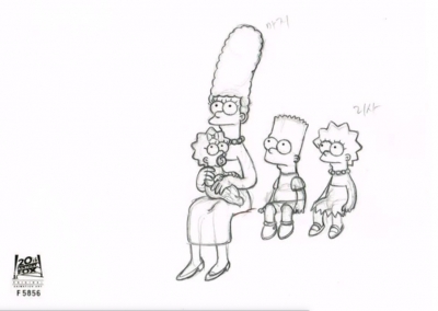 * SOLD* Marge Simpson sitting with Lisa, Maggie and Bart