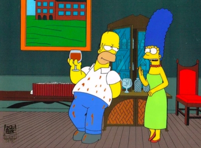 Homer Simpson and Marge Simpson in mansion