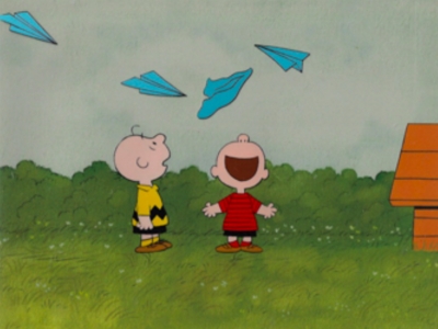 Charlie Brown and Linus with airplanes