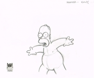 Homer Simpson stands naked
